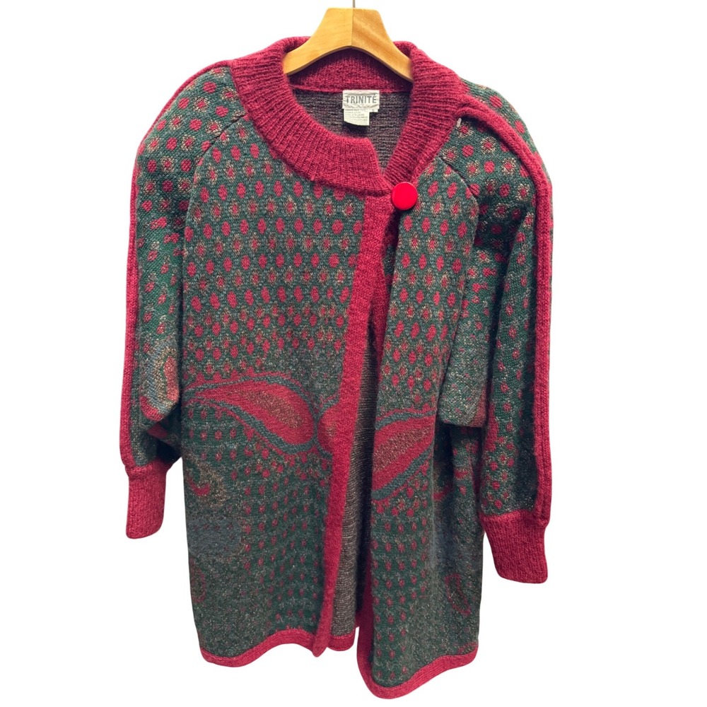 Trinite Womens Vintage 80's Mohair Wool Blend Cardigan Sweater oversized sz S